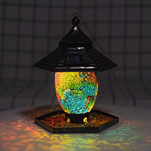 Solar Bird Feeder for Outside Hanging Outdoor,Squirrel Proof Bird Feeders Wild Bird Feeders Hanging Outdoor Mosaic Decor Solar Powered Garden Lantern Lights Bird Feeders