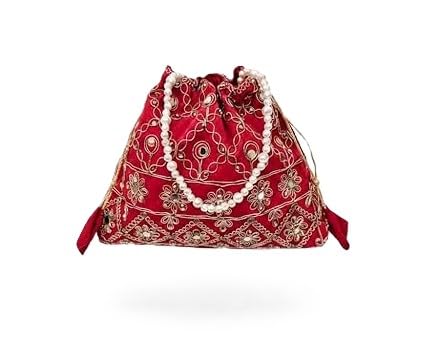 Women's Handmade Bridal Potli Bag, Traditional Indian Drawstring Purse, for Weddings and Festive Occasions-image-29