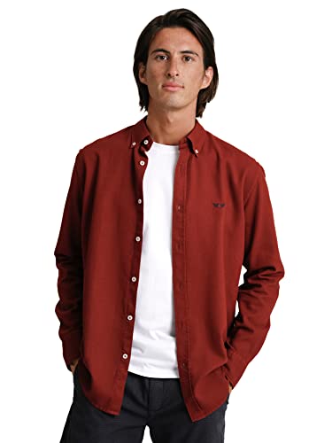 Chemise Homme Régulier Fit en Tissu Structuré Bordeaux Chic