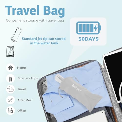 Image of 2026 New 350ML Water Dental Flosser Teeth Pick with Bag, 5 Modes Portable Cordless Oral Irrigator Cleaner, Electric Rechargeable IPX7 Waterproof for Home Travel Teeth Cleaning Flossing (White)
