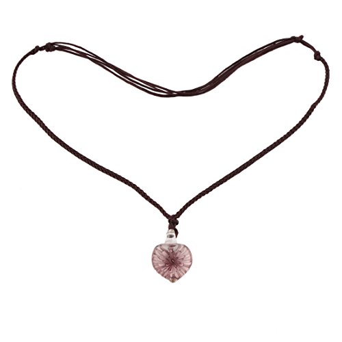 Generic Glass Heart Shaped Pendant 3D Flower Pattern Lady Party Murano Necklace