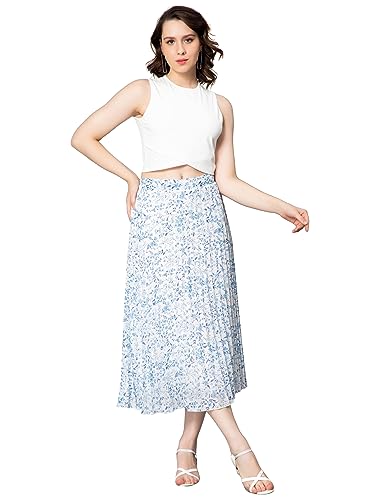 Image of NUEVOSDAMAS Floral Printed Pleated Navy /Multi Skirt