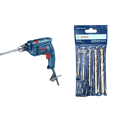 Bosch GSB 501 500-Watt Professional Impact Drill Machine (Blue),Corded Electric & Bosch 2608578155 Masonry Drill Bits Set-CYL-2 (4,5,6,8,10mm) Bosch GSB 501 500-Watt Professional Impact Drill Machine (Blue),Corded Electric & Bosch 2608578155 Masonry Drill Bits Set-CYL-2 (4,5,6,8,10mm)
