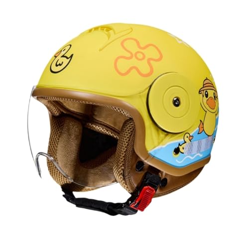 Casco De Moto Infantil, Casco De Patinete para Niña, Casco De Bicicleta para Niño, Casco Jet Abierto con Visera, Casco Ajustable para Niños De 4 A 12 Años 6,(46-54CM)