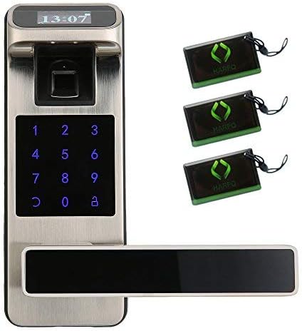 HARFO HL90 Fingerprint Touchscreen Keyless Door Lock with OLED Display (Satin Nickel)