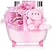 BRUBAKER Cosmetics 7-teiliges Baby Geschenkset Mädchen - Geschenk für Neugeborene Babyparty Mädchen - Babypflege Set mit Wanne und Plüschbär - Baby Geschenk Rosa