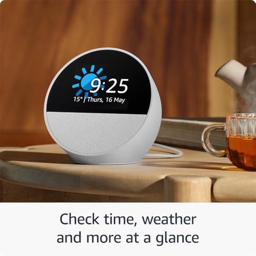 Echo Spot (newest gen), Smart alarm clock with vibrant sound, Black, with Alexa+ Early Access - View 7