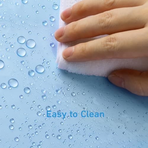 Image of EHZNZIE Clear Blue Shower Curtain Liner 72x72, PEVA Waterproof Bath Curtain, No Chemical Smell, 3 Weighted Magnets, Durable with Rustproof Metal Grommets