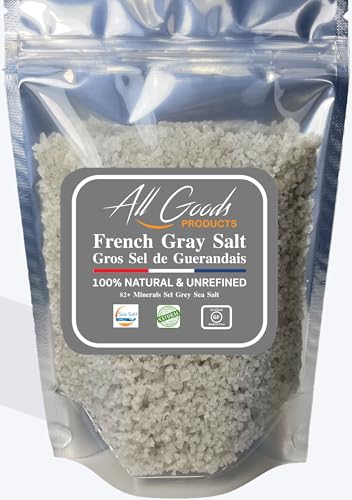 All Goods Mineral Grey Sea Salt – Coarse 5 oz, 82 Minerals, French Gray, Hand-Harvested, Les Guérandais, Unrefined.