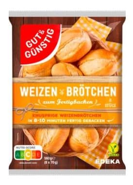 Gut & Günstig Weizenbrötchen 560g Aufbackbrötchen 1 Tüte mit 8 Brötchen zum Aufbacken (1x560g)