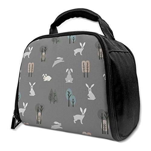 SLHFPX Kids Lunch Bag Cartoon Cute Animal Rabbit Tree Grey Small Insulated Lunch