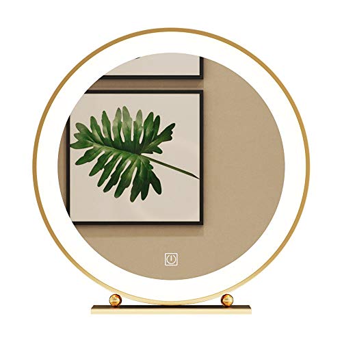 Schminkspiegel Mit Beleuchtung, Schminkspiegel Gold Runder Badezimmerbeleuchtung Spiegel Spiegel Touch-Schalter 50 cm Durchmesser zum Schminken Und