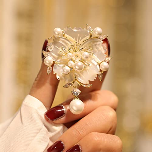 Ailonmei Elegant Pearl Flower Designer Brooch Pins Broches Costume Jewelry For Women Fashion Christmas Gift (Shell Flower) #TOP1
