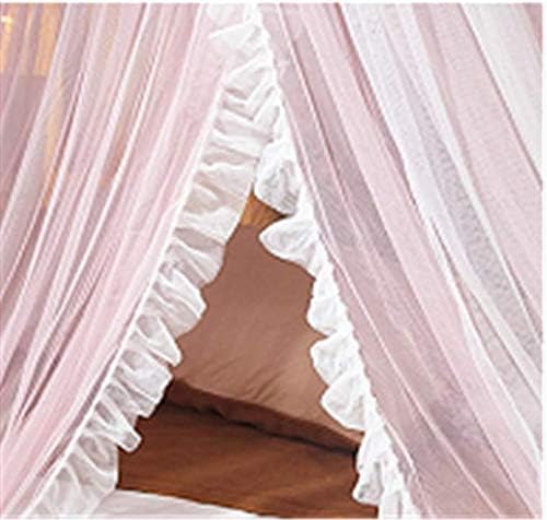 Lotus Karen Contrast Color Bed Curtain – Double Layer Polyester Sheer Mesh Dome Bed Canopy – Round Hoop Princess Mosquito Net for Twin Full Queen King Size