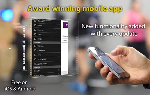 Gymnext Flex Timer - Home Edition - Bluetooth App-Controlled Led Interval Timer With Medium 2.3” Digits For Crossfit, Tabata, Hiit, Emom, Mma, Boxing, Interval Training, Circuit Training, And More #TOP4