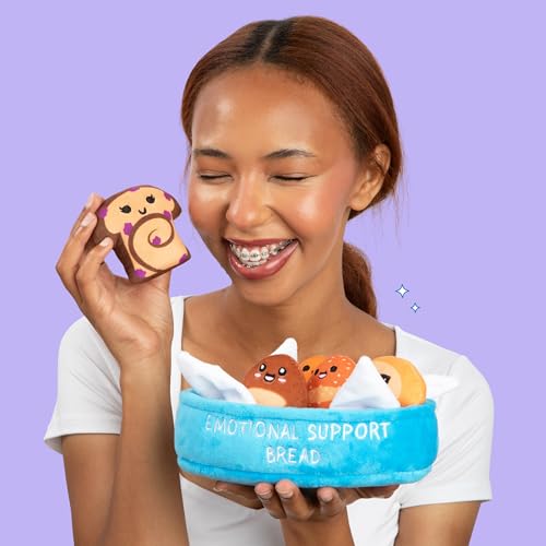 Image of Emotional Support Bread by Relatable - Cute Stuffed Animals and Toys, Squishy Toys and Plushies, Great Back to School Gift Ideas and Desk Decor for All Ages - Includes 5 Plushies with Carrying Basket