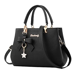 Générique Sac a Main Femme Cuir PU Cabas Femme Grand Sacs à Main Portés Épaule Tendance Sac à main Pour les Cours Lycee Fourre Tout Bandoulière Travail Pouces Noir