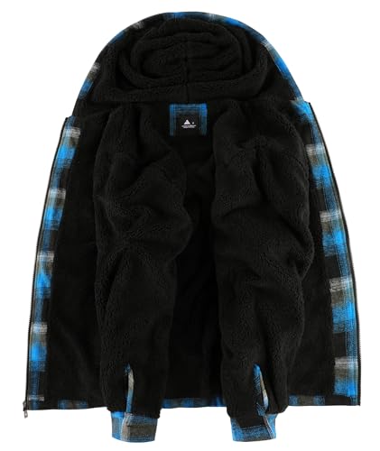 Image of SCODI Men's Flannel Jacket Sherpa Lined Plaid Fleece Hoodies Zip Up Coat