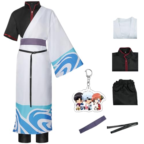 HOJZEMSD Anime Gintama Cosplay Costume Full Outfit Sakata Gintoki Cosplay Costume Halloween Party (White, Small)