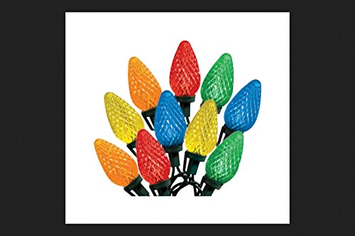 Celebrations 47736-71 Indoor/Outdoor C9 LED Multi-Color Light Bulbs On A Reel, 49', 75 Bulbs