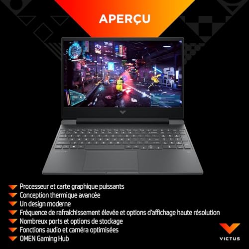 HP Victus 834V5EA Laptop | 15 6" Full HD Display | Core i512500H | RAM | SSD | Windows 11 | Clavier AZERTY Français | mica | - vue 10