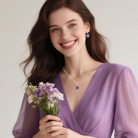 Set de joyas de corazón en oro 18k y piedras naturales como regalo inolvidable de mujer 2