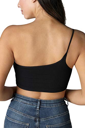 NIKIBIKI Women Seamless One Shoulder Ribbed Bralette, Made in U.S.A, One Size3