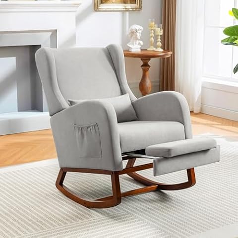 AYEASY Rocking Chair with Footrest Cover