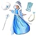 Produktbild FStory&Winyee Mädchen Kostüm Eiskönigin ELSA Kleid mit Umhang Cosplay Kostüme Kinder Prinzessin Kleid Blau Karneval Verkleidung Party Weihnachten Halloween Fest