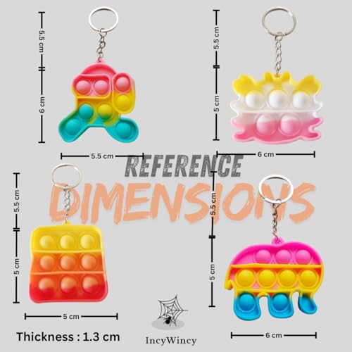 Image of Compact Silicone Popit Keychain Keyring - Sensory Stress Relief Fidget Toy for Anxiety - Mini Portable Bubble Popping Fun on-the-Go - Travel-Size Pop Bubble Keyring