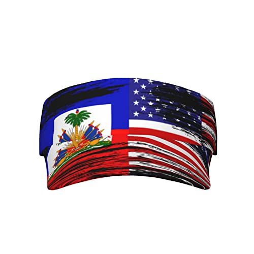Fashion Cute Funny Haitian Flag Hats Sun Visor Hats Wide Brim Cute Sun Hat Packable Haiti Flag Hats for Women and Men