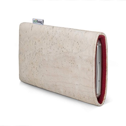 Bild zu Stilbag maßgeschneiderte Korkhülle VIGO | Farbe: weiss-rot | Smartphone-Tasche aus Kork | Handy Schutzhülle | Handytasche Made in Germany