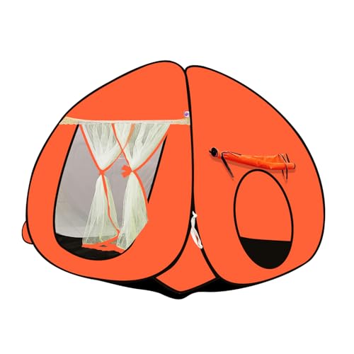 Image of SILVER SHINE Foldable Kids Play Tent House | Pop-Up Playhouse for Boys & Girls (Up to 10 Years) | Multi-Purpose Indoor & Outdoor Tent with Mosquito Net | Fun Orange Theme - Easy Setup & Portable