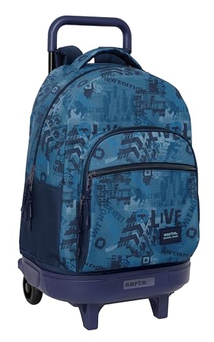 Grand sac à dos à roulettes bleu marine Safta M pour l'école