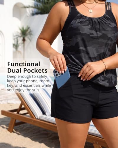 Image of Womens Plus Size Tankini Swimsuit Two Piece Tummy Control Bathing Suit