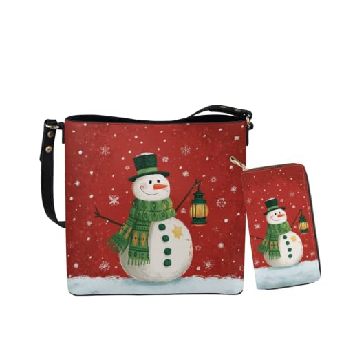 Image of HUGS IDEA Leather Purses and Handbag for Women Bucket Bag with Wrist Wallet 2 Packs