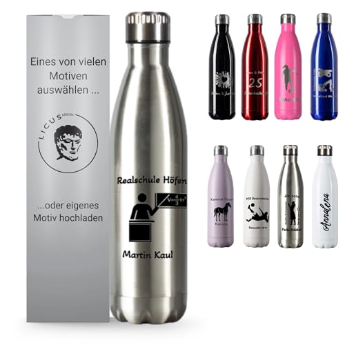 LicusDesign Thermosflasche mit Gravur 750 ml - Personalisierte Trinkflasche mit Namen und Motiv, Thermoskanne selbst gestalten - Thermosflasche für Kinder und Erwachsene