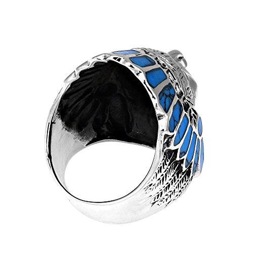 AeraVida Simulated Blue Turquoise Accented Native American Style .925 Sterling Silver Ring | Legant Wedding Rings For Women | Casual Comfort Fit Silver Rings for Women | Gift for Men2