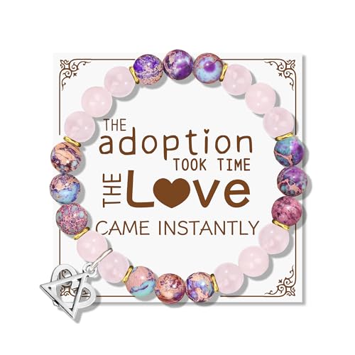 Image of LZ EMOTION Natural Stone Adoption Bracelet Adoption Jewelry with Adoption Symbol Adoption Day Gifts for Adoptive Parents Gotcha Day Gift, Thank You Gifts