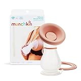 Munchkin Manual Breast Pump for Breastmilk, Food Grade Silicone, BPA Free, 4 Ounce - Portable Breastfeeding Essential for Expressing Milk at Home, Work, and On The Go, Clear/Pink