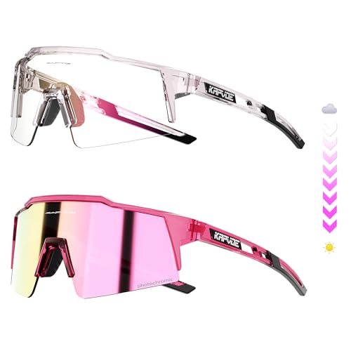 KAPVOE Gafas de Ciclismo Fotocromáticas Gafas de Sol Deportivas con Lentes Claras para Hombres y Mujeres Protección UV400 TR90 Deportivas MTB BTT Bicicleta Bici Correr Voleibol Tenis Conducir Pesca 61