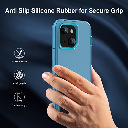 Image of Sansunto Full Body Protection Case for iPhone 13 Phone, Heavy Duty Shockproof Silicone Rubber Cover for Men & Women, Rugged Hybrid Durable Phone Cases for iPhone 13 in 6.1 Inch. (Teal /Turquoise)