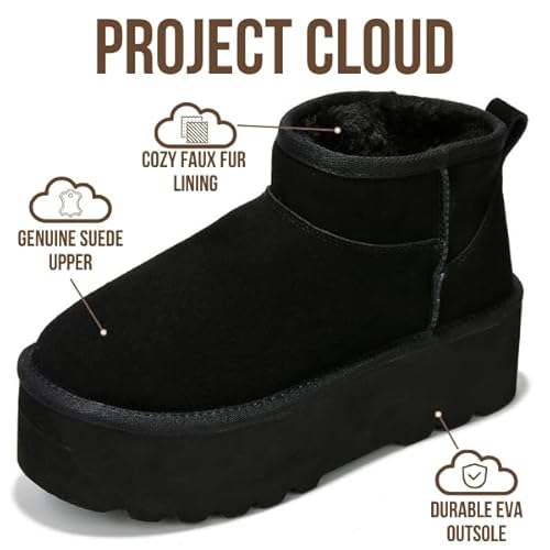 image for Project Cloud 100% Genuine Suede Leather Ankle Boots for Women - Anti-