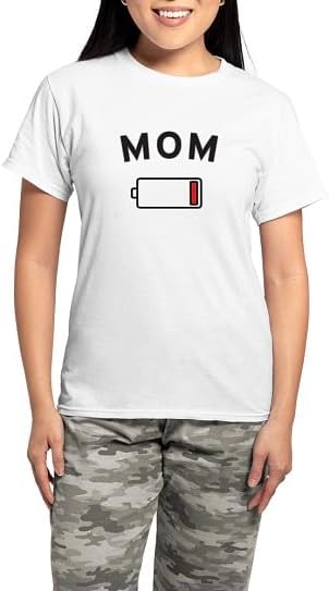 CafePress Mom Low Battery Pajamas Women's Novelty Cotton Pajama Set, Comfortable PJ Sleepwear