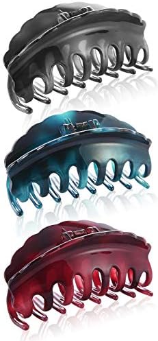 Fashion & Lifestyle 3 Pack 4-inch Large Hair Claws Jaw Clips for Women and Girls - Pretty Strong Clamp Non-Slip Barrettes Hair Updo Grips Bath Accessories for Thick Hair