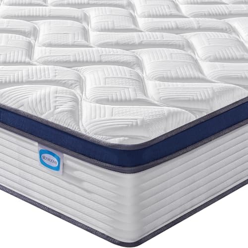 Queen Size Mattress 12 Inch, Hybrid Queen Mattress with Memory Foam & Pocket Springs, CertiPUR-US Certified, Medium Firm, Motion Isolation, Queen Bed Mattress in a Box for Pressure Relief