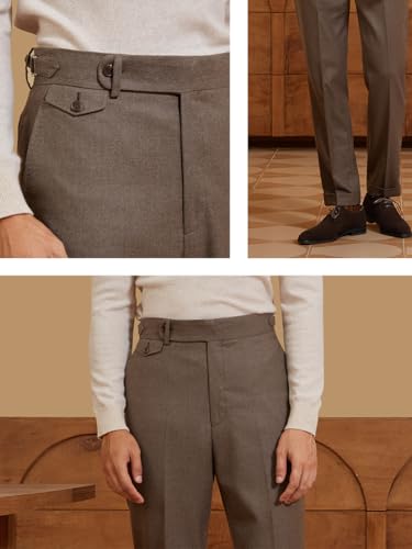 Men's Dress Pants Pleated Front Casual Hidden Expandable Waist Dress Suit Pants4