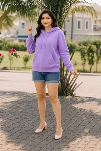 Image of Women Sweatshirt with Hoodies, Hooded Neck Regular Fit Long Sleeve Womens,Solid Hooded Cotton Fleece for Women