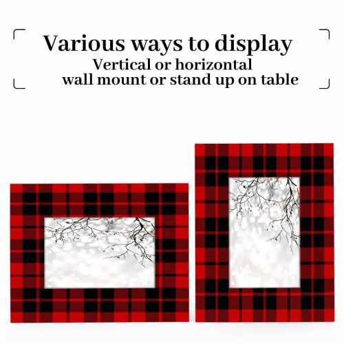 Rustic Buffalo Check Plaid 4X6 Picture Frame Wooden Photo Frames For Tabletop And Wall Display, Picture Frame Home Decor(Black Red Tartan Plaid) #TOP4