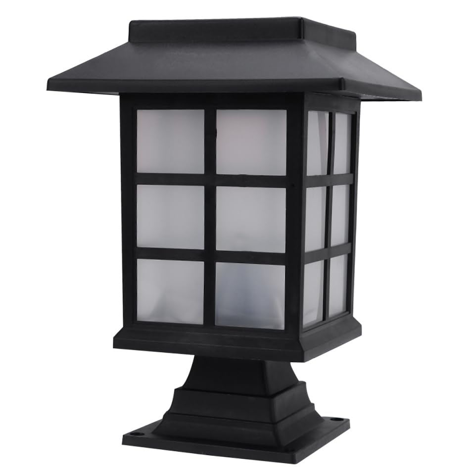 OSALADI Umweltfreundliche Solar-gartenleuchten 2er-pack Schwarze Außensäulenlampe Rasenlampe Solarbetriebene -leuchten Ip55